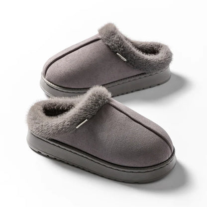 Women Fluffy Slippers Autumn Winter Indoor Eva Thick Sole Anti-Slip Warm Unisex House Shoes - Thick