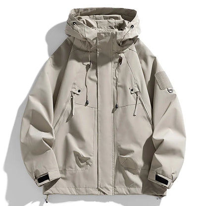 Men's Cargo Hooded Windbreaker Jacket – Waterproof Loose Fit