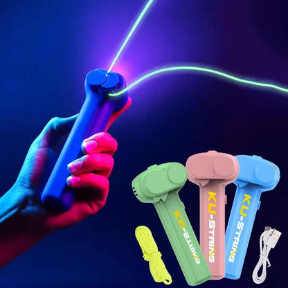 Glow in the Dark String Launcher Toy – Luminous Light-Up Rope Handheld Kids Party Toy