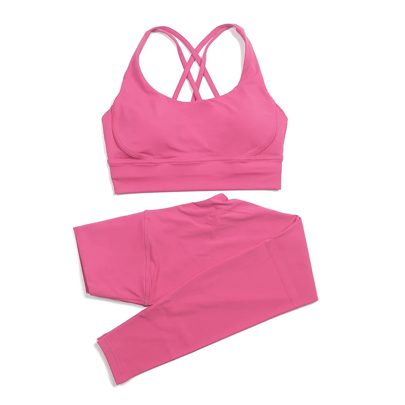 Women's Nylon Yoga Set – Sports Bra & Leggings 2-Piece