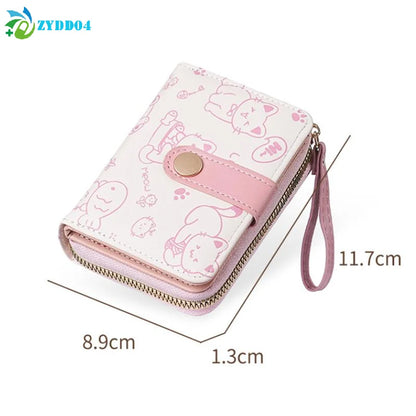 Cute Cat Short Wallet – PU Leather Coin Purse & Card Holder
