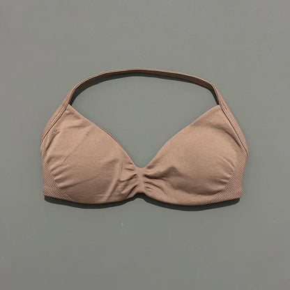Seamless Halter Sports Bra – Women's Push-Up Gym Bra