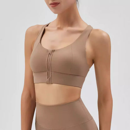 Front Zip Sports Bra – High Impact Quick Dry Workout Top for Women