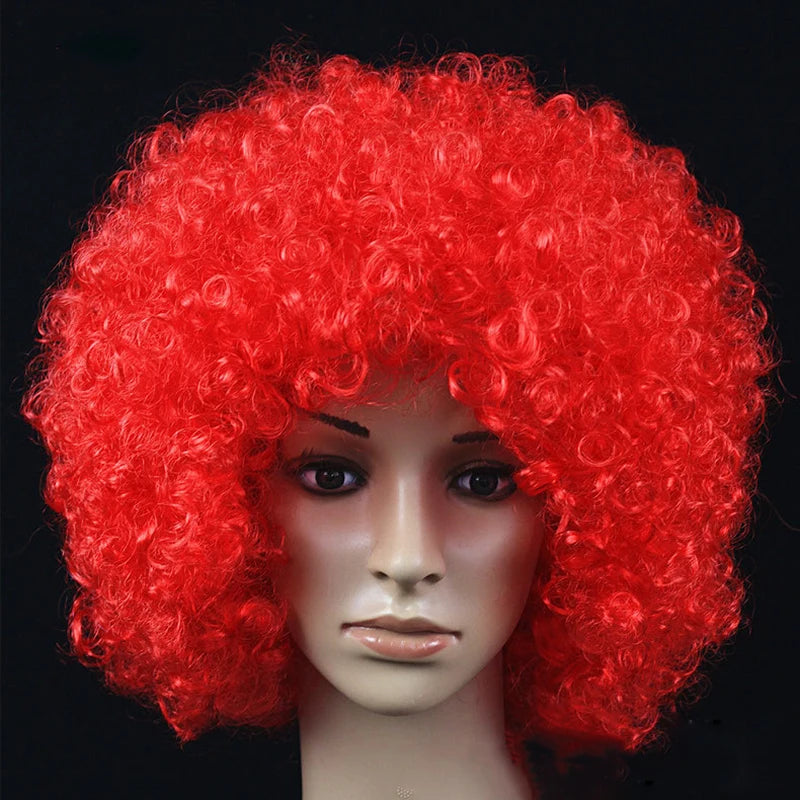 Women Curly Cosplay Wig Short Wavy Hair Colorful Synthetic Daily Party Men Football Fan Wearing Kids