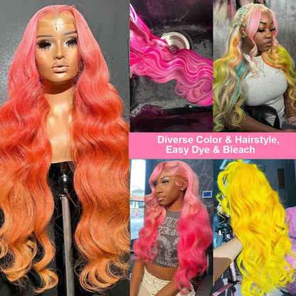 613 13x6 Lace Front Wig Human Hair Body Wave Blonde Frontal Wigs Women 230 Density Natural Hairline