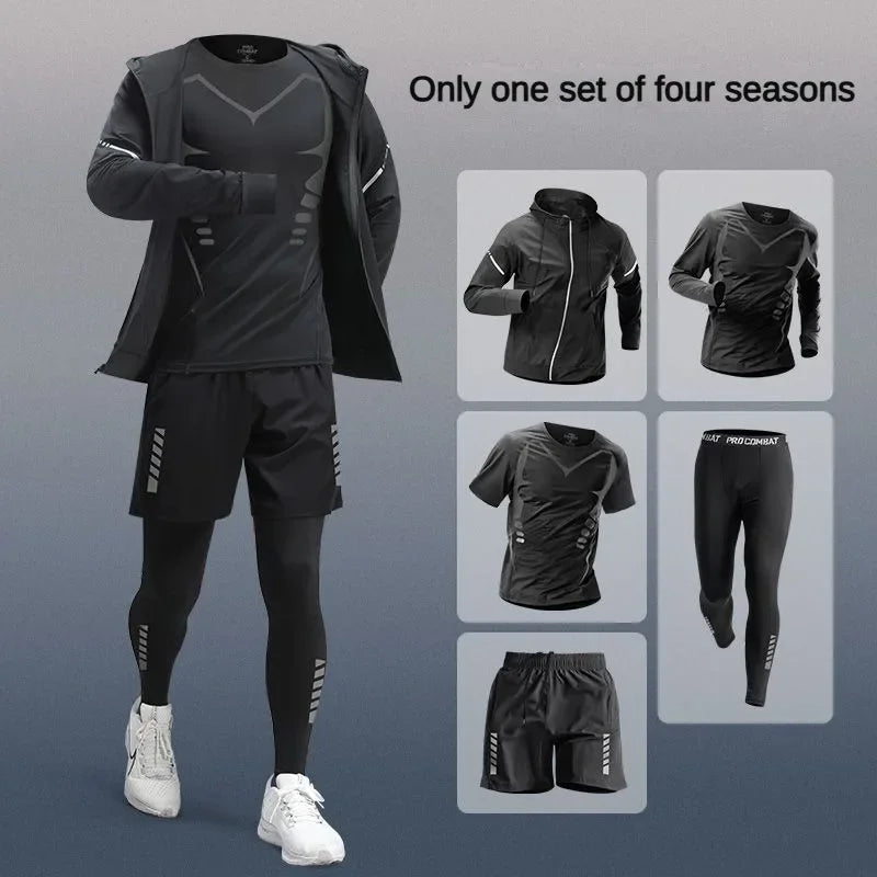 Men's Quick-Dry Compression Fitness Set – 3 to 7 Piece Running Suit
