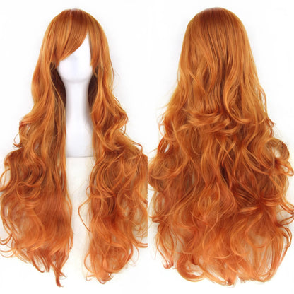 Soowee Curly Long Synthetic Hair Green Wig Hairpiece Pink Black Party Cosplay Wigs Women