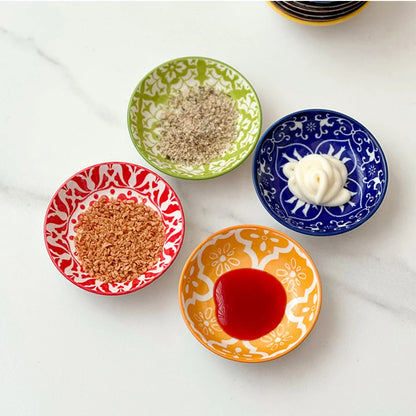Bohemian Ceramic Condiment Dishes Set – 6 or 10 Pieces
