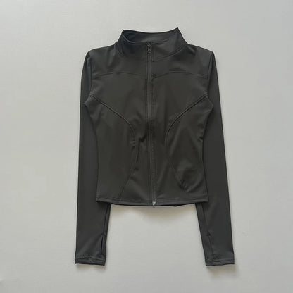 Women's Zip-Up Workout Jacket – Stretch Fitted Running & Yoga