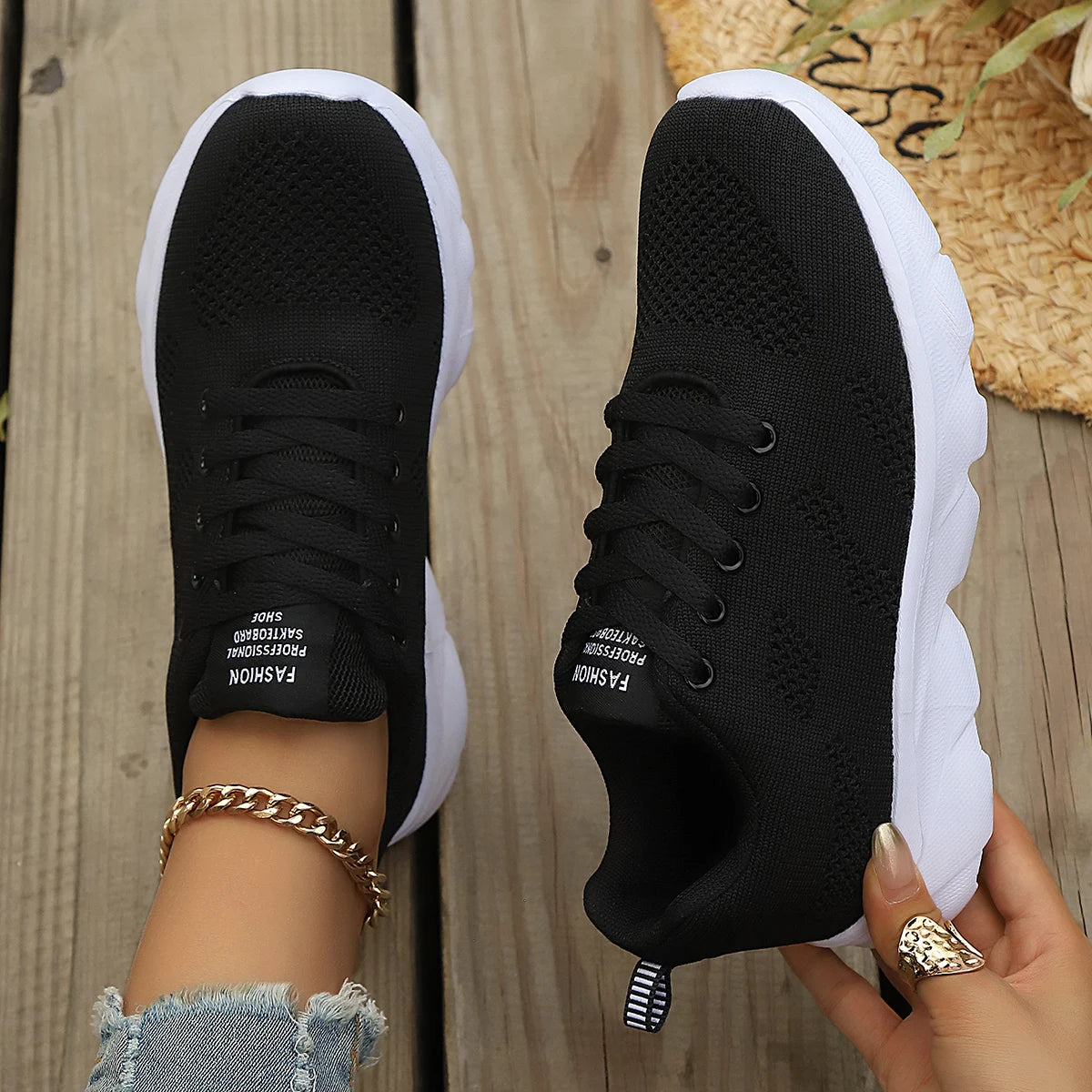 Women's Mesh Sport Sneakers – Lightweight Lace-Up Running Shoes