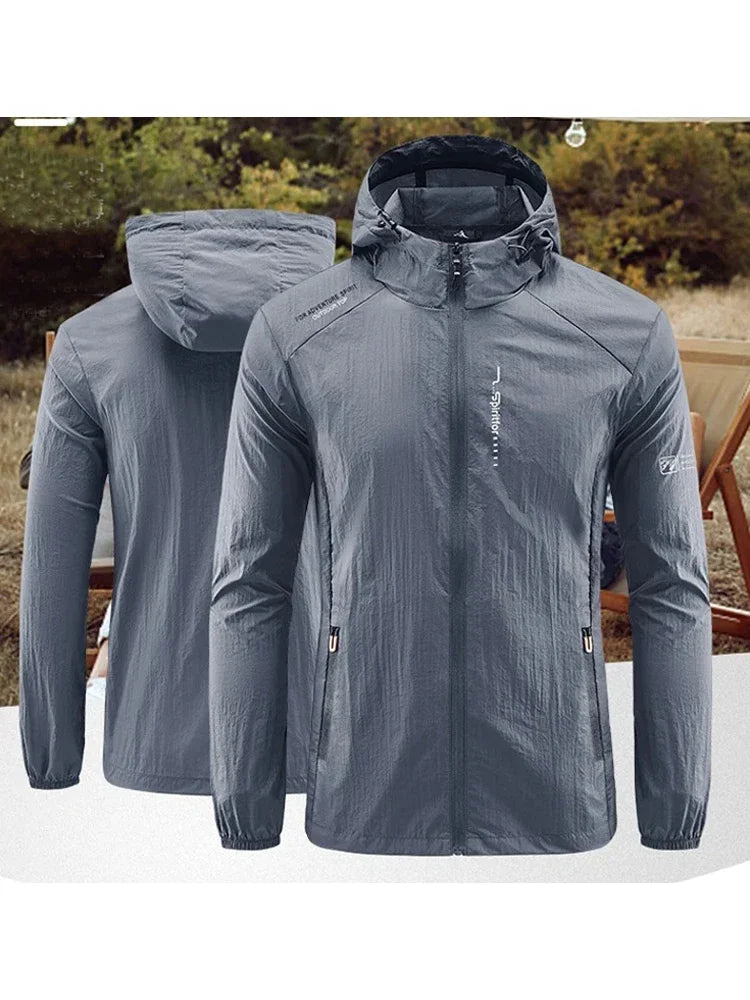 UPF 50+ Men's Windbreaker Jacket – UV Protection Quick Dry Outdoor Hoodie