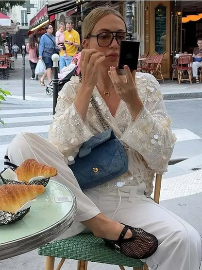 Women's Sequin Kimono Jacket – Long Sleeve Wrap Coat
