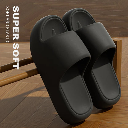 Unisex Bathroom Slippers Cloud Cushion Slides Summer Flat Sandals Thick Platform Shoes Man Indoor