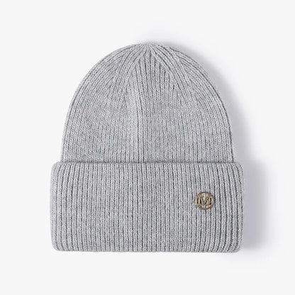 Women's Rabbit Fur Knit Beanie – Warm Solid Color Winter Hat