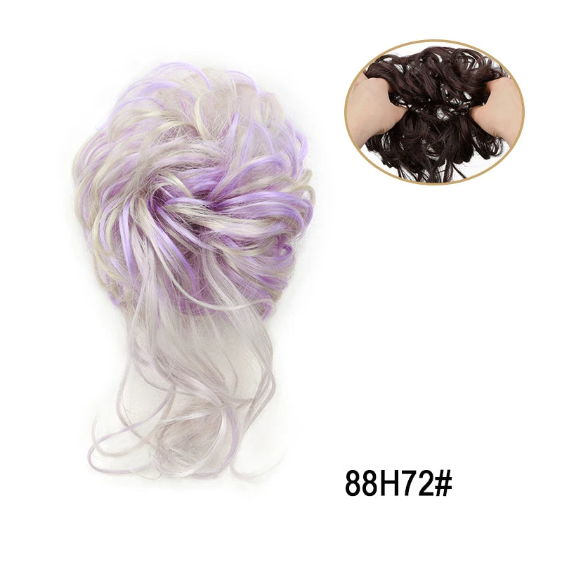Synthetic Fiber Messy Bun Hairpiece Scrunchie Fake Chignon Hair Extensions Accessories Women Daily