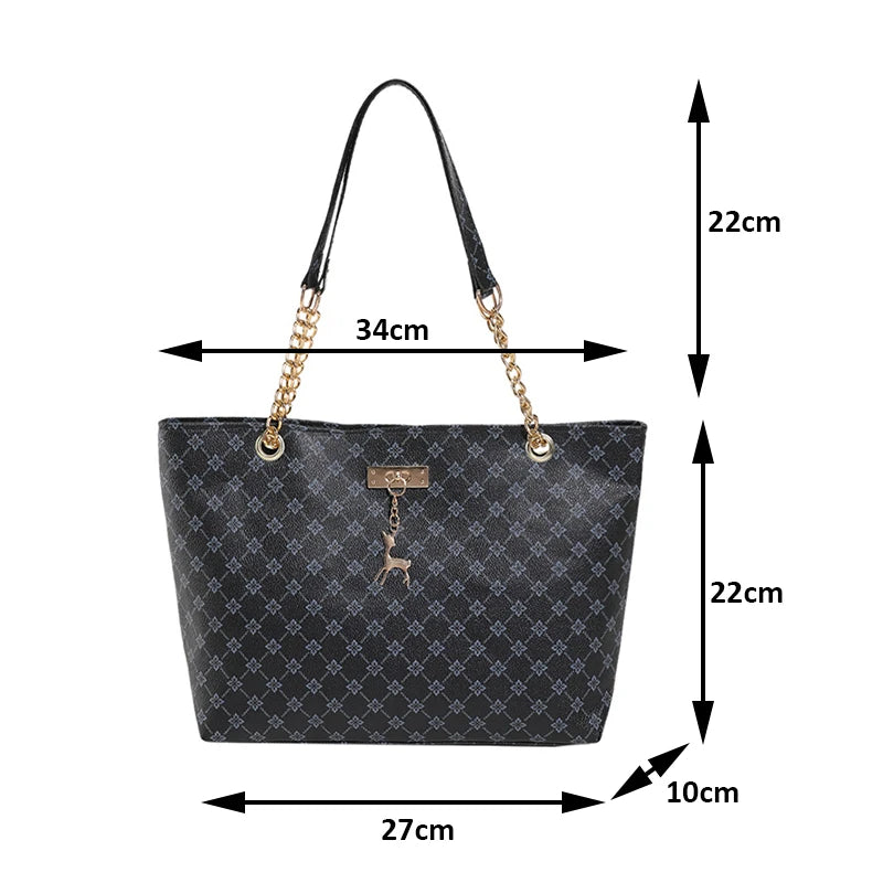 Luxury Monogram Tote Bag for Women – Large Capacity Chain Shoulder Bag