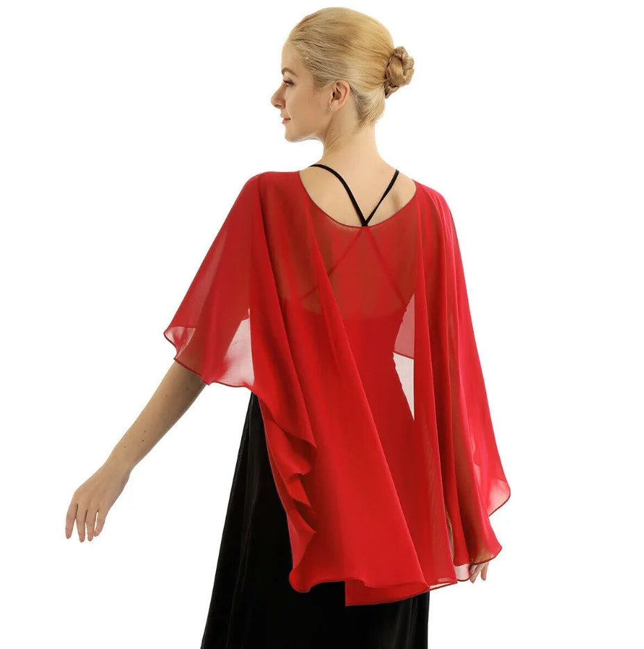 Chiffon Bridal Cape Wrap for Women