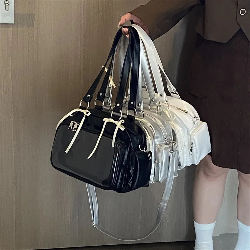Cute Bow Bowling Bag Versatile Women's Shoulder Bag