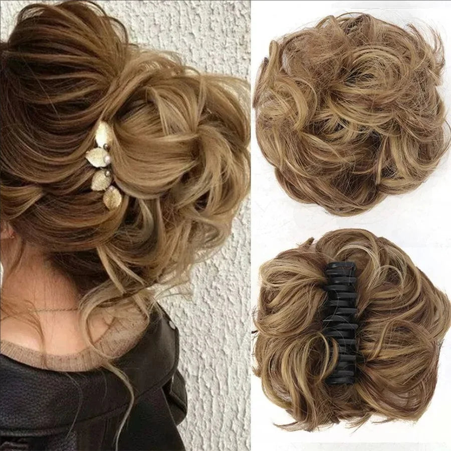Claw Clip Messy Bun Hair Piece Curly Wavy Synthetic Updo