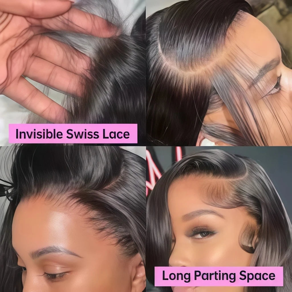 13x4 HD Lace Front Bob Wig Body Wave Human Hair Pre Plucked