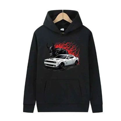 Muscle Supercar Graphic Hoodie Unisex Fleece Streetwear Pullover