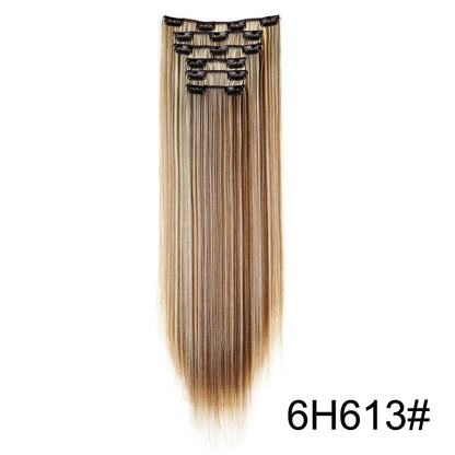 Clip-In Hair Extensions 6-Piece Set Long Straight Synthetic Seamless