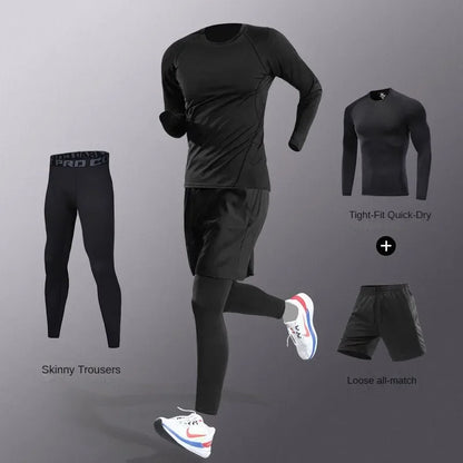 Men's Quick-Dry Compression Fitness Set – 3 to 7 Piece Running Suit