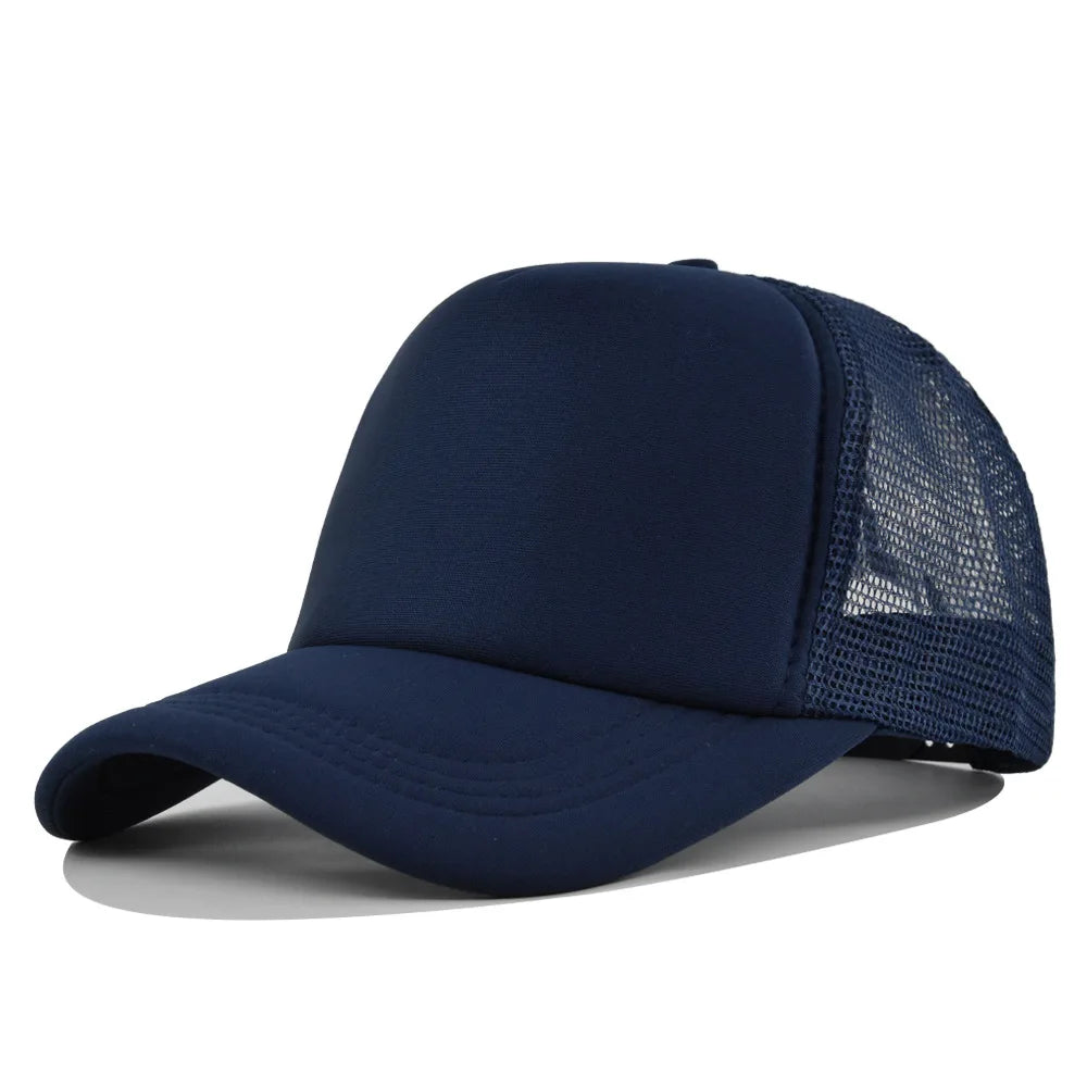 Plain Mesh Trucker Baseball Cap – Unisex Adjustable Snapback