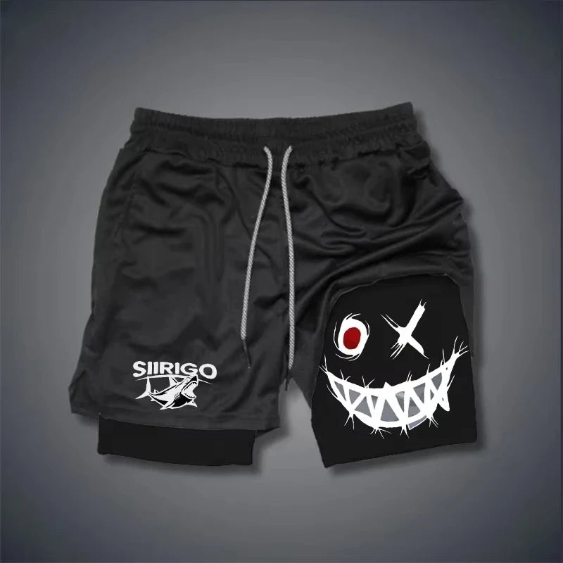 Men's 2-in-1 Graphic Print Fitness Shorts – Quick Dry Training