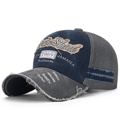 Vintage Washed Baseball Cap – Embroidered Letter Distressed Hat