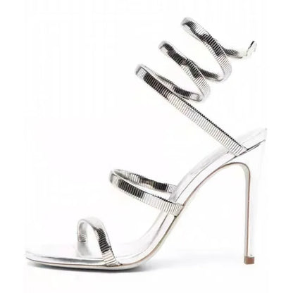 Spiral Wrap Ankle Strap Stiletto Sandals for Women – Open Toe Sexy Heels