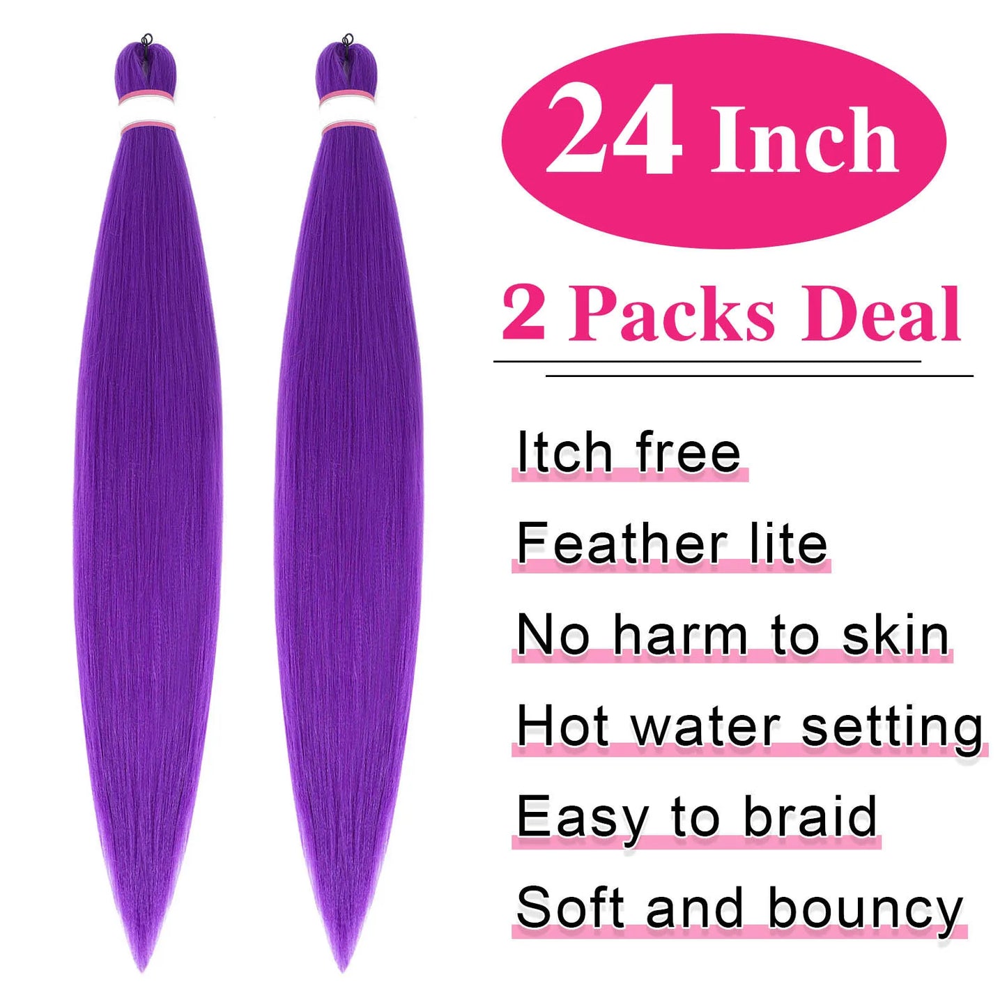 Purple Pre-Stretched Braiding Hair 24 Inch – Yaki Texture Synthetic Braid Extensions