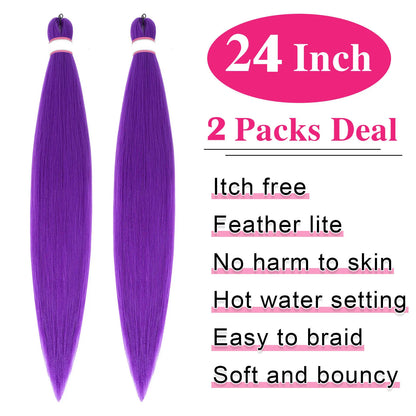 Purple Pre-Stretched Braiding Hair 24 Inch – Yaki Texture Synthetic Braid Extensions