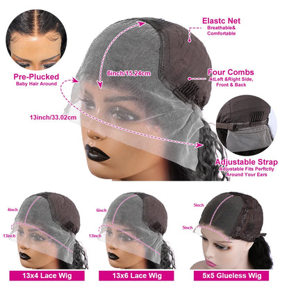 Body Wave HD Lace Wig – 5x5 Glueless, 13x4 & 13x6 Human Hair, 180–250% Density