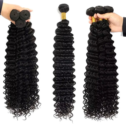 Burmese Raw Curly Human Hair Bundles Deep Wave 3 4 Women 30 Inch Sew Quickly Weave Remy Virgin