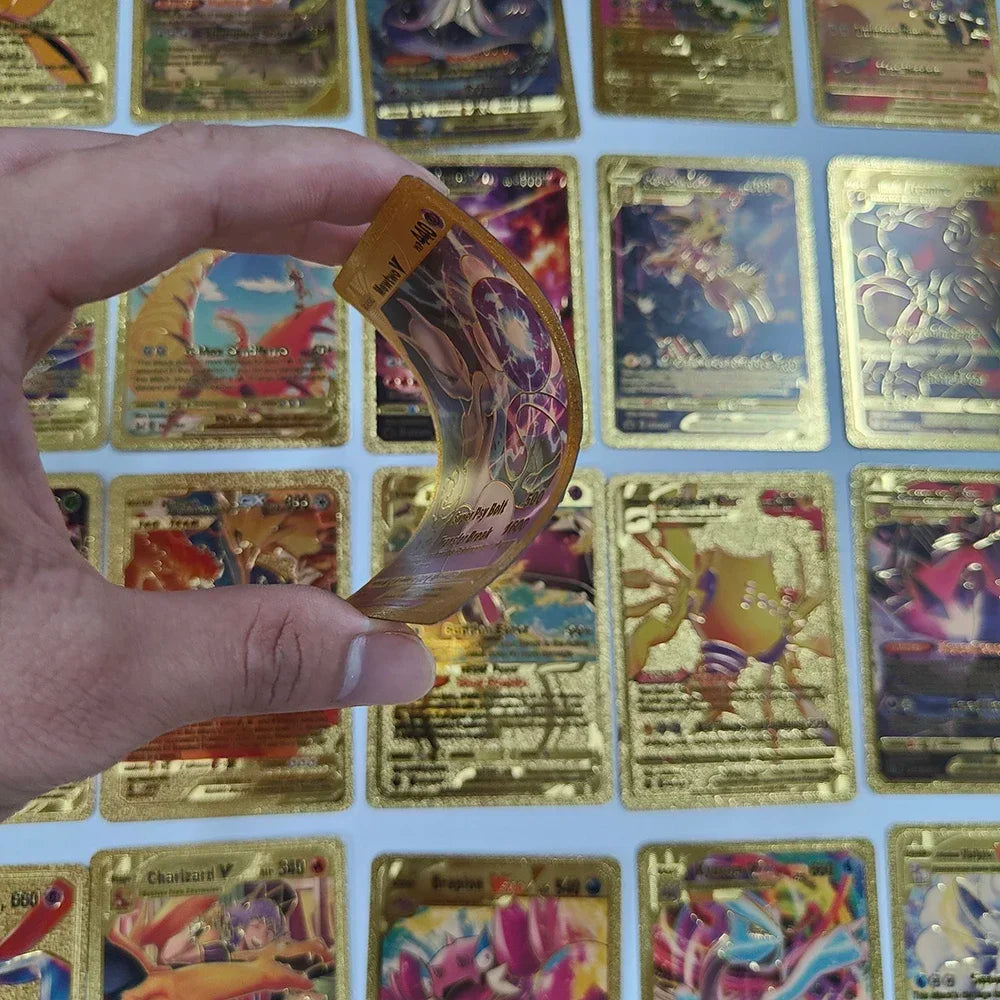 55pcs Pokemon Cards Vmax Gx Gold Foil Flash Box Party Interactive Game English Spanish Colorful