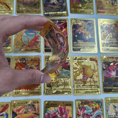55pcs Pokemon Cards Vmax Gx Gold Foil Flash Box Party Interactive Game English Spanish Colorful