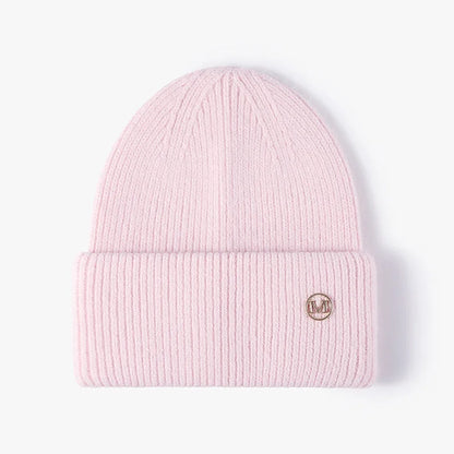 Women's Rabbit Fur Knit Beanie – Warm Solid Color Winter Hat