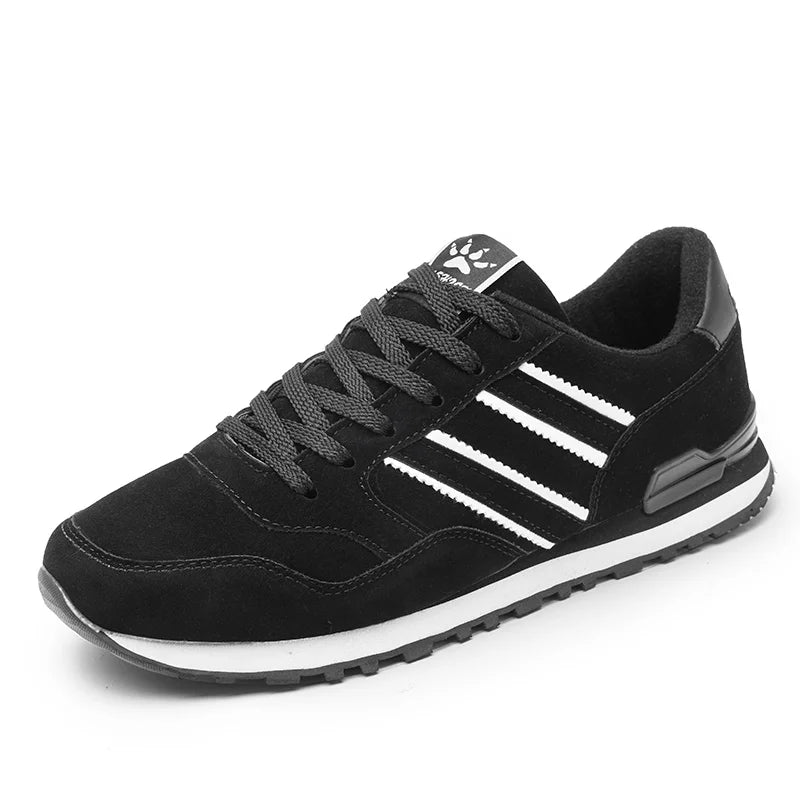 Men's Leather Casual Sneakers – Lightweight Lace-Up Retro Shoes