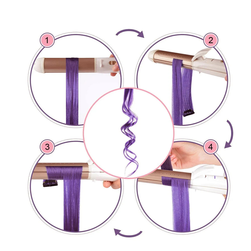 Clip Hair Extensions 6pcs Pack Colored Party Highlights 22 Inches Multi-Colors Straight Hair