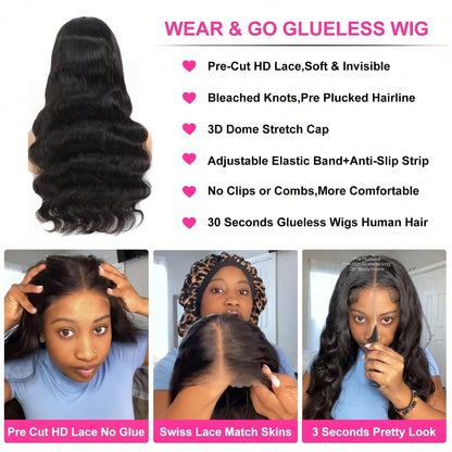 Body Wave Lace Front Wig Human Hair 13x4 HD Transparent Pre Plucked
