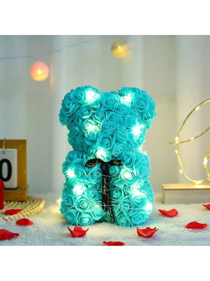 Rose Teddy Bear with LED Lights Artificial Flower Gift