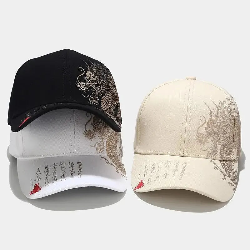 Dragon Pattern Baseball Hat – Chinese Style Cap for Men & Women