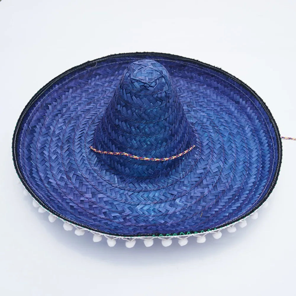 Colorful Mexican Sombrero – Wide Brim Straw Party Hat for Men & Women