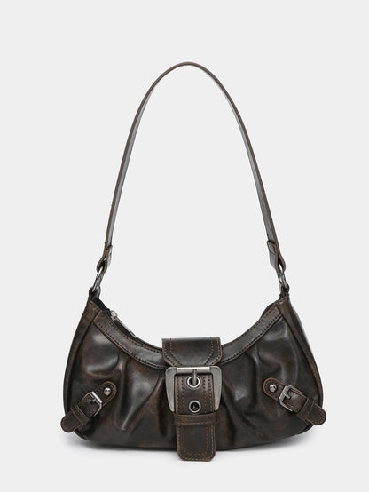 Retro Y2K Leather Shoulder Bag Women's Vintage Hobo Purse