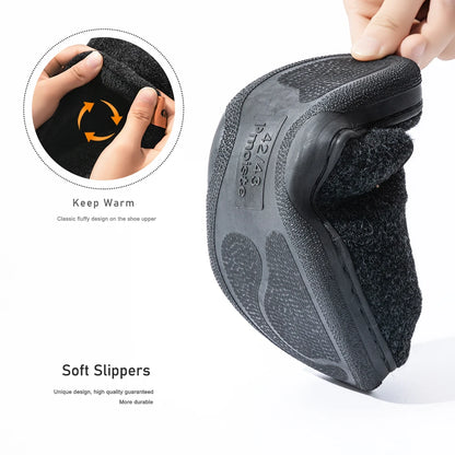 Men's Winter Warm Slippers – Fleece-Lined Non-Slip Indoor House Shoes
