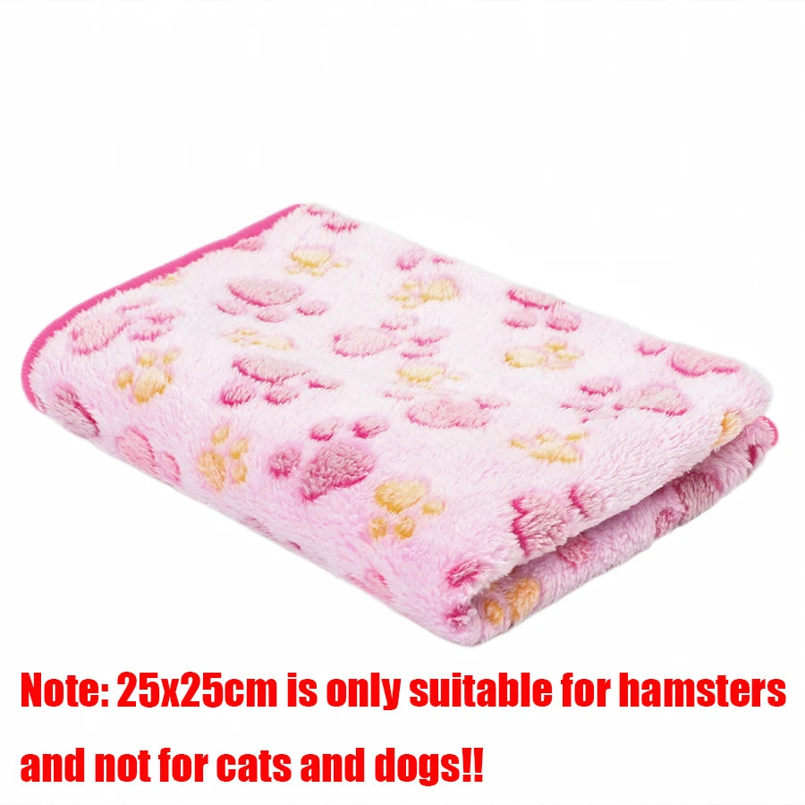 Soft Flannel Pet Blanket – Paw Print Mat for Dogs & Cats