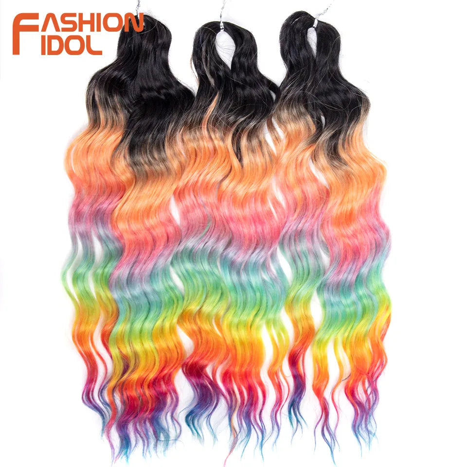 Anna 24 Inch Synthetic Hair Water Wave Braiding Extensions Ombre Blonde Deep Afro Curl Twist Crochet