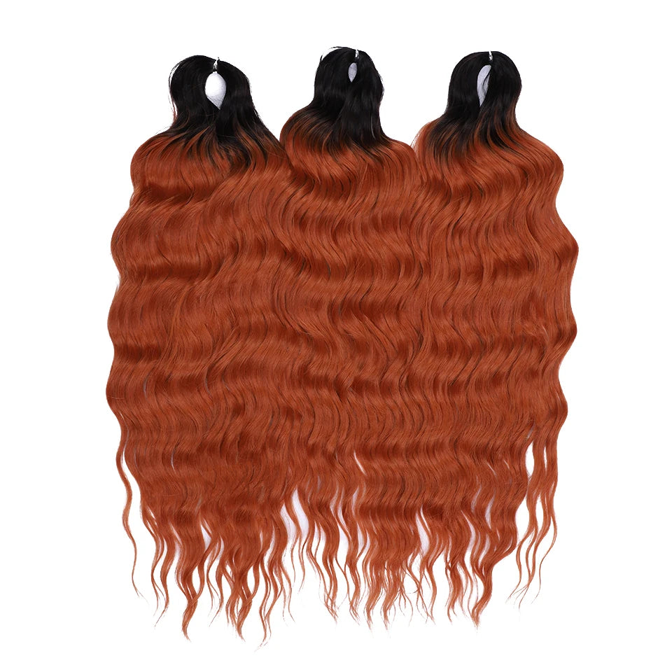 Anna 24 Inch Synthetic Hair Water Wave Braiding Extensions Ombre Blonde Deep Afro Curl Twist Crochet