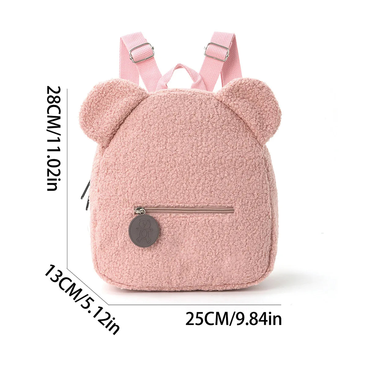 Cute Bear Ear Fleece Backpack for Kids – Girls School Bag